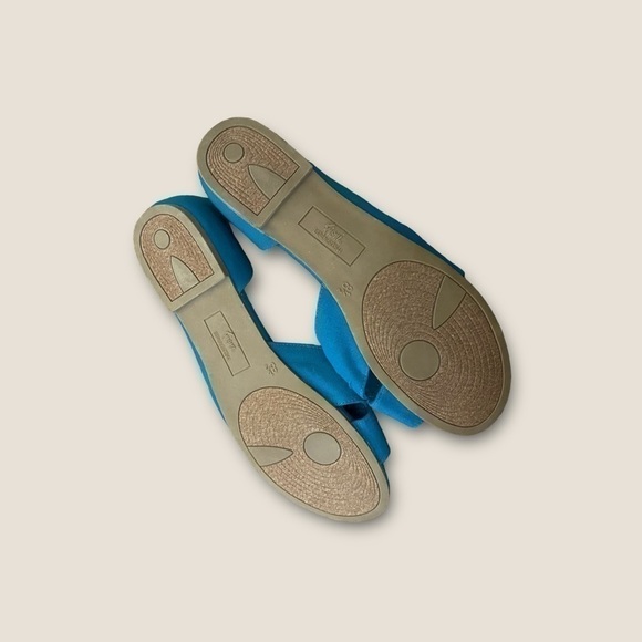 Fioni Open Toe Dorsay Flats Turquoise 8.5 - Picture 3 of 3